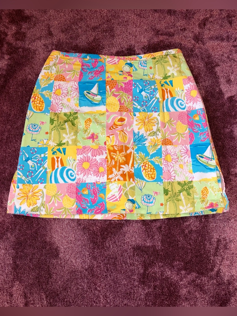 Vintage Tropical Patchwork Mini Skirt in Multicolor